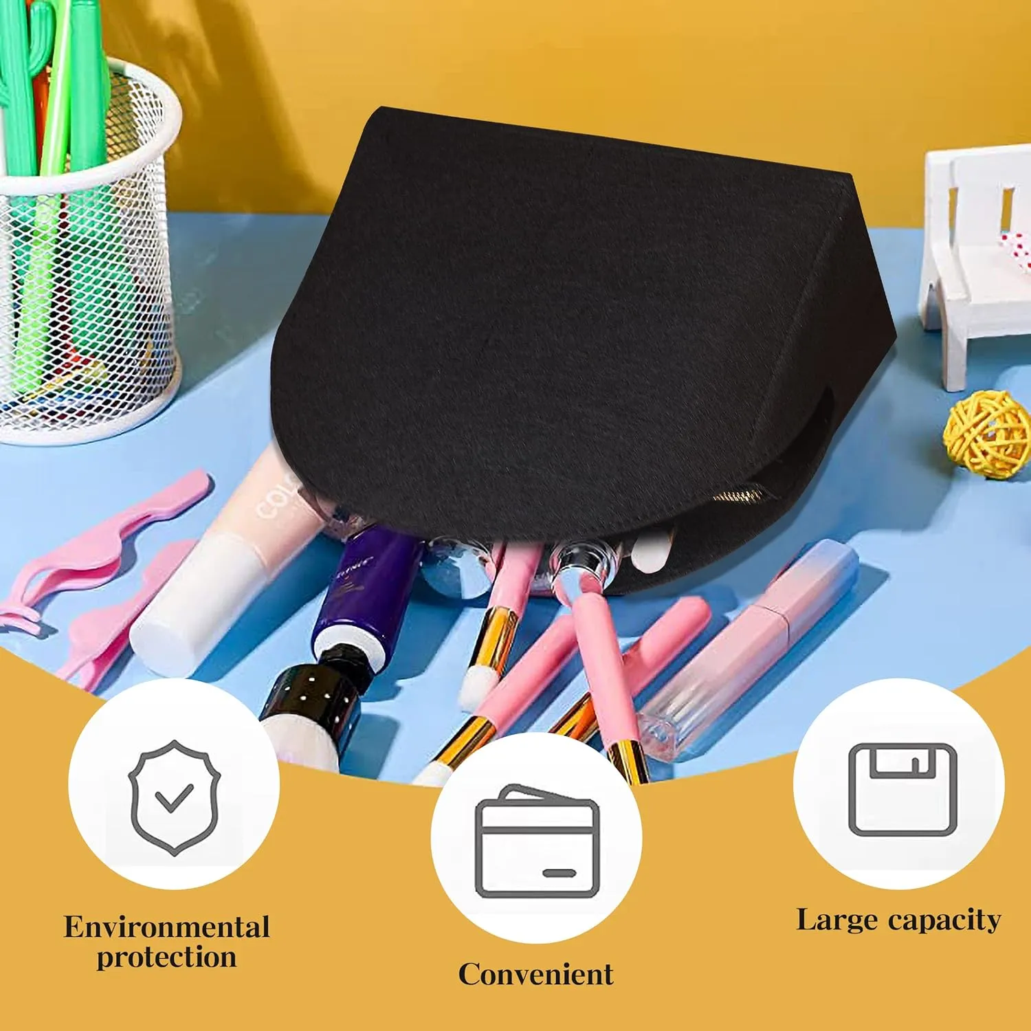 Felt Purse Organizer Insert with Zipper,Bag in Bag Shell Shaper Handbag & Tote Organizer Fits in Alma BB PM Tote(black,Alma PM)