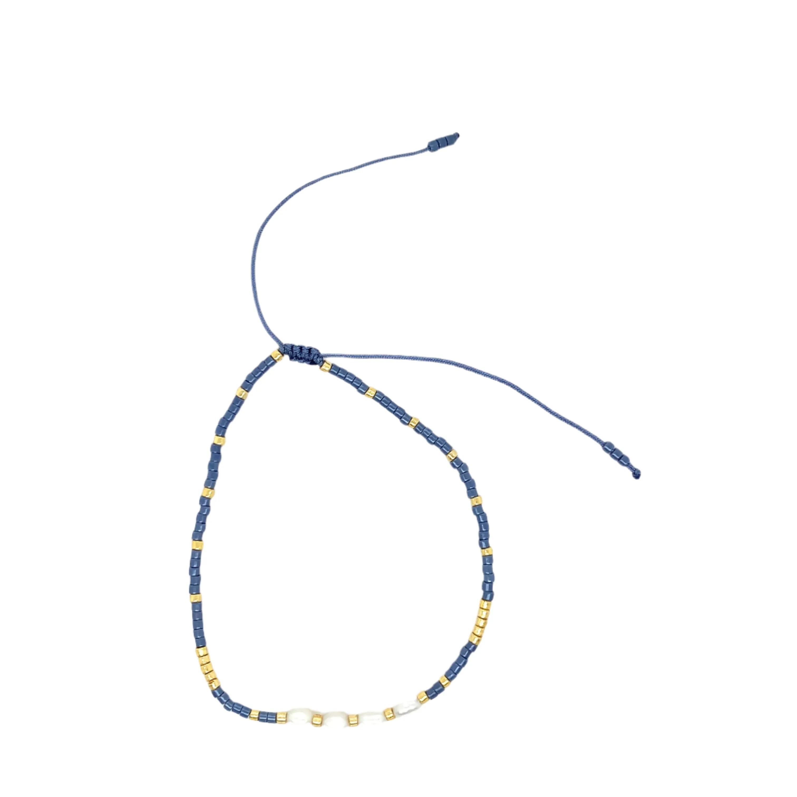 Glass Beads & Pearls Adjustable Bracelet