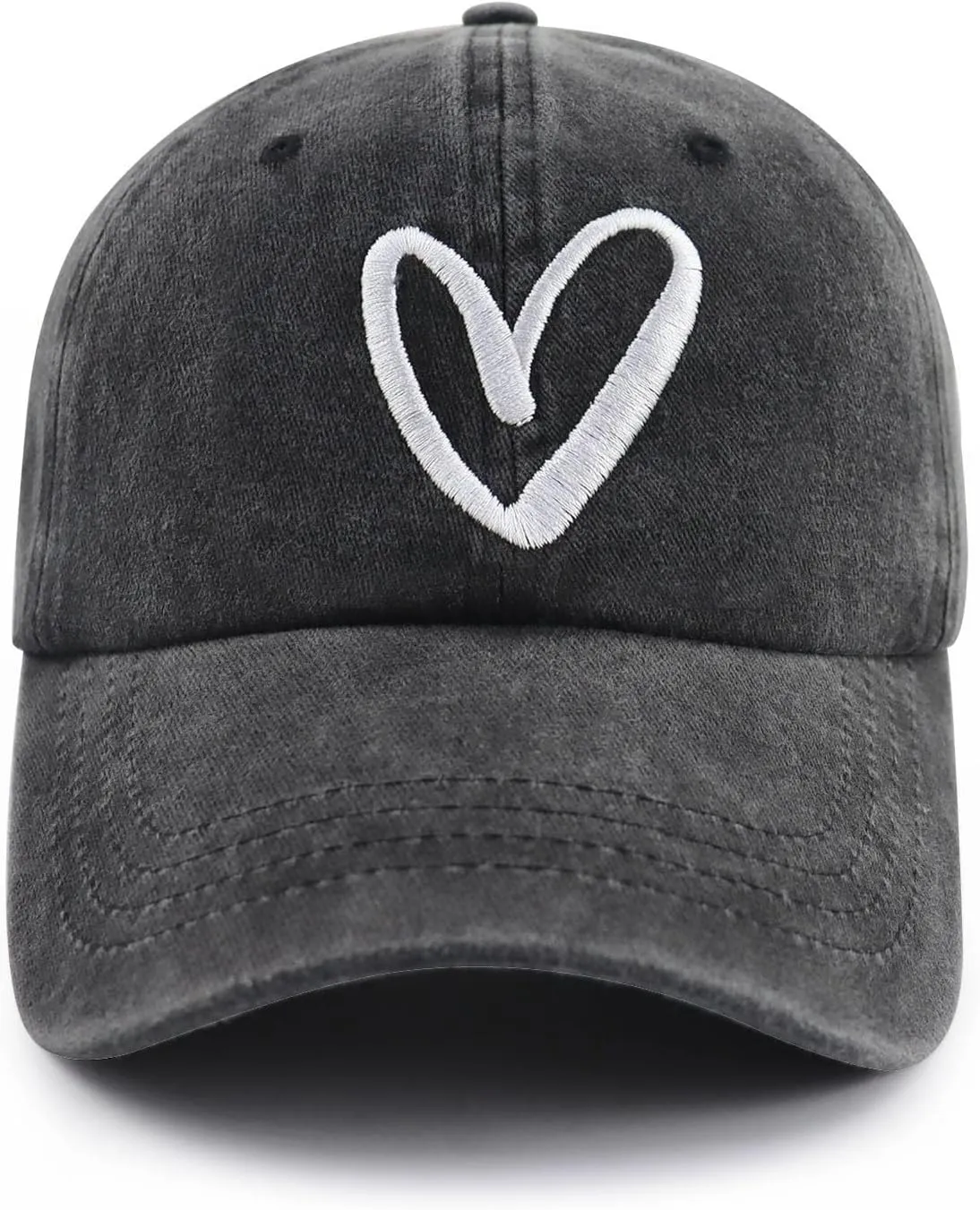Heart Hat for Women Men, Adjustable Embroidered Cotton Valentines Love Baseball Cap