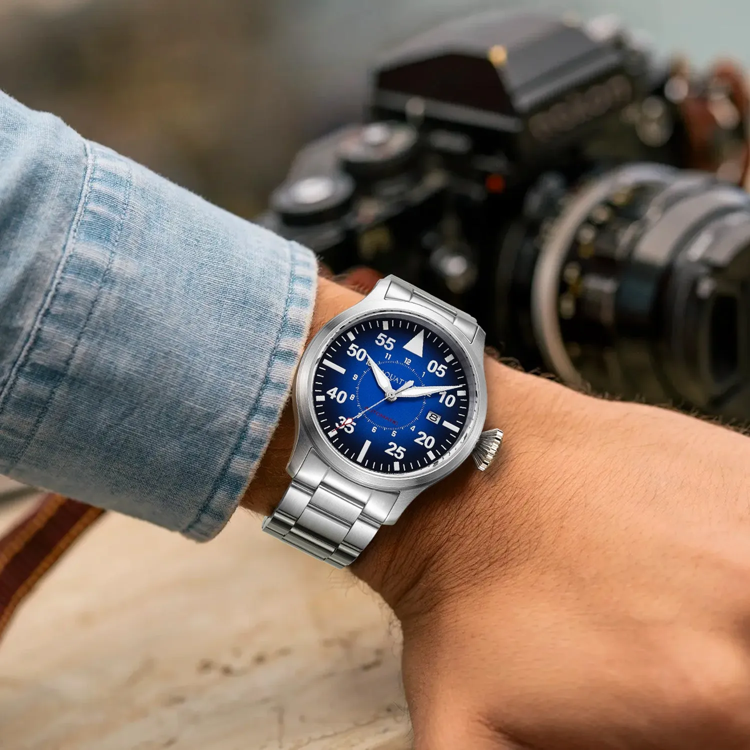 Horizon Hawk Gradient Blue dial Automatic Pilot Watch