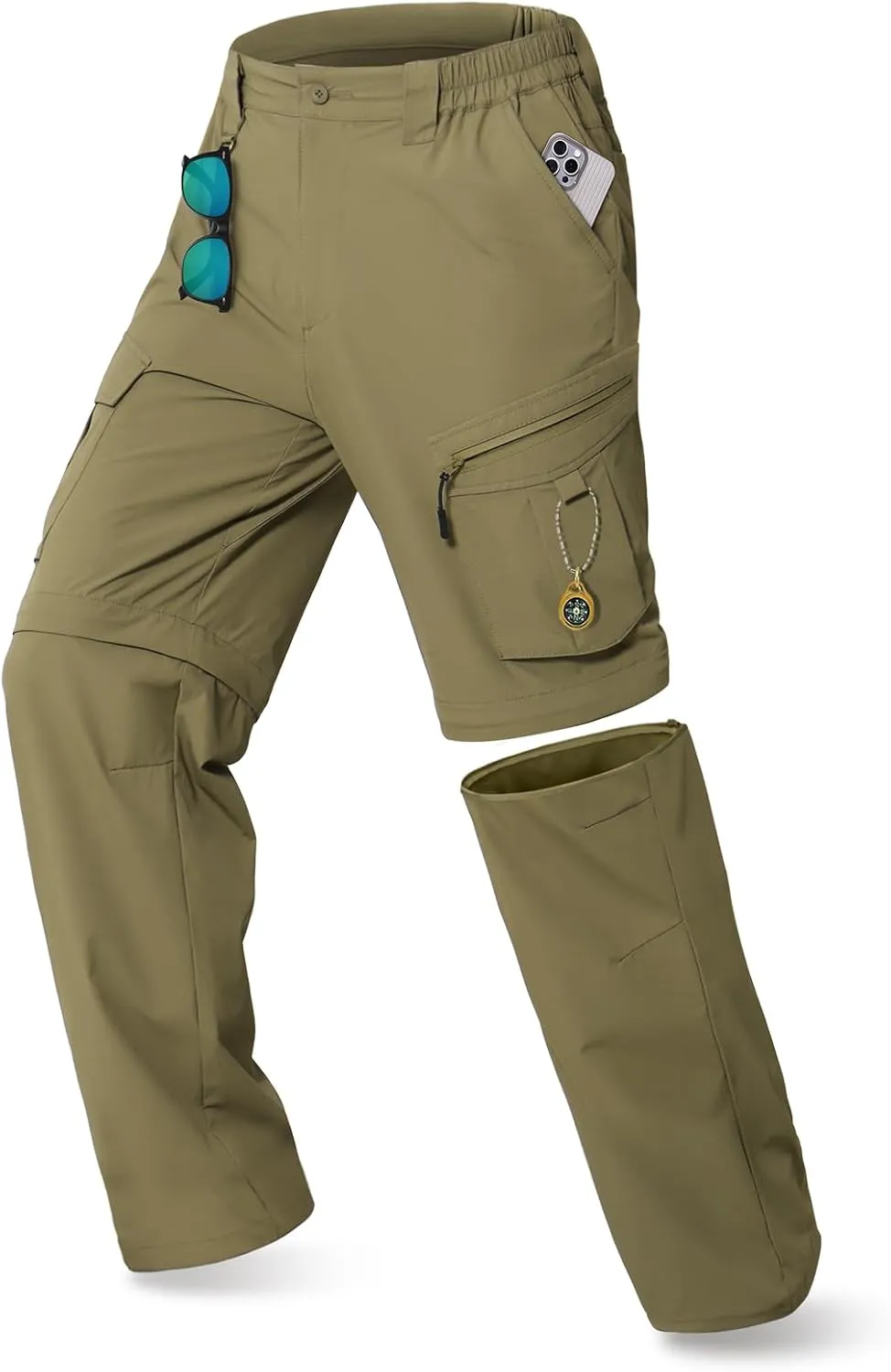 IGOLUMON Mens Hiking Pants Convertible Quick Dry Cargo Pants Water Resistant Lightweight Zip Off Outdoor Pants with 6 Pockets