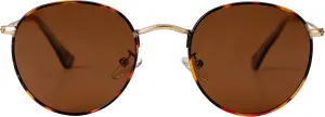Kursan Small Round Metal Polarized Sunglasses for Men Women Mirrored Lens Classic Circle Sun Glasses