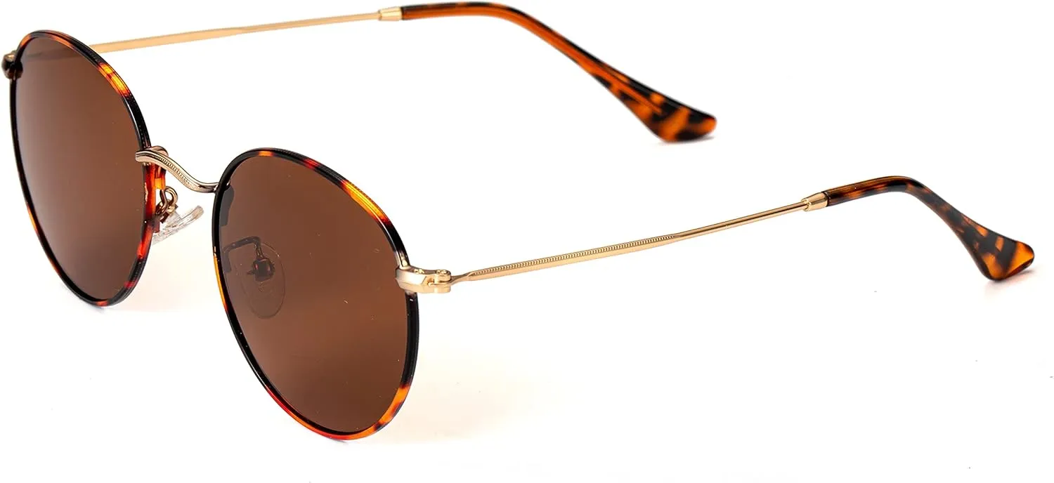 Kursan Small Round Metal Polarized Sunglasses for Men Women Mirrored Lens Classic Circle Sun Glasses