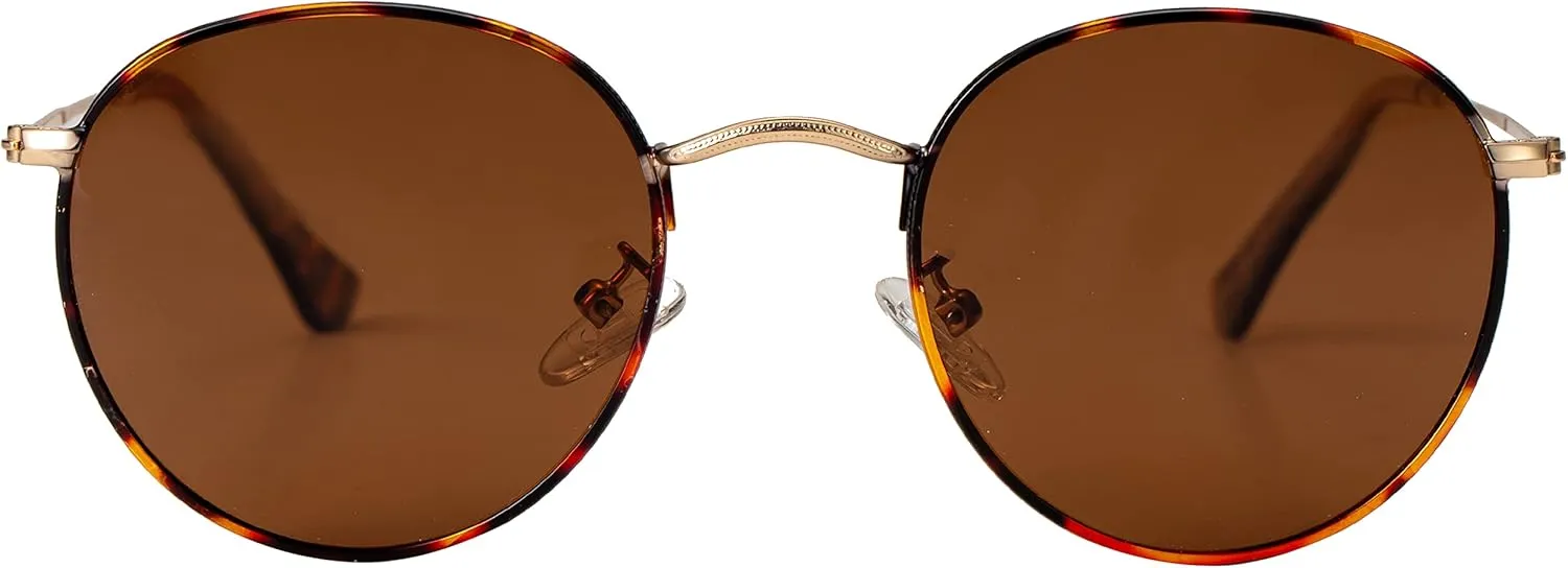 Kursan Small Round Metal Polarized Sunglasses for Men Women Mirrored Lens Classic Circle Sun Glasses