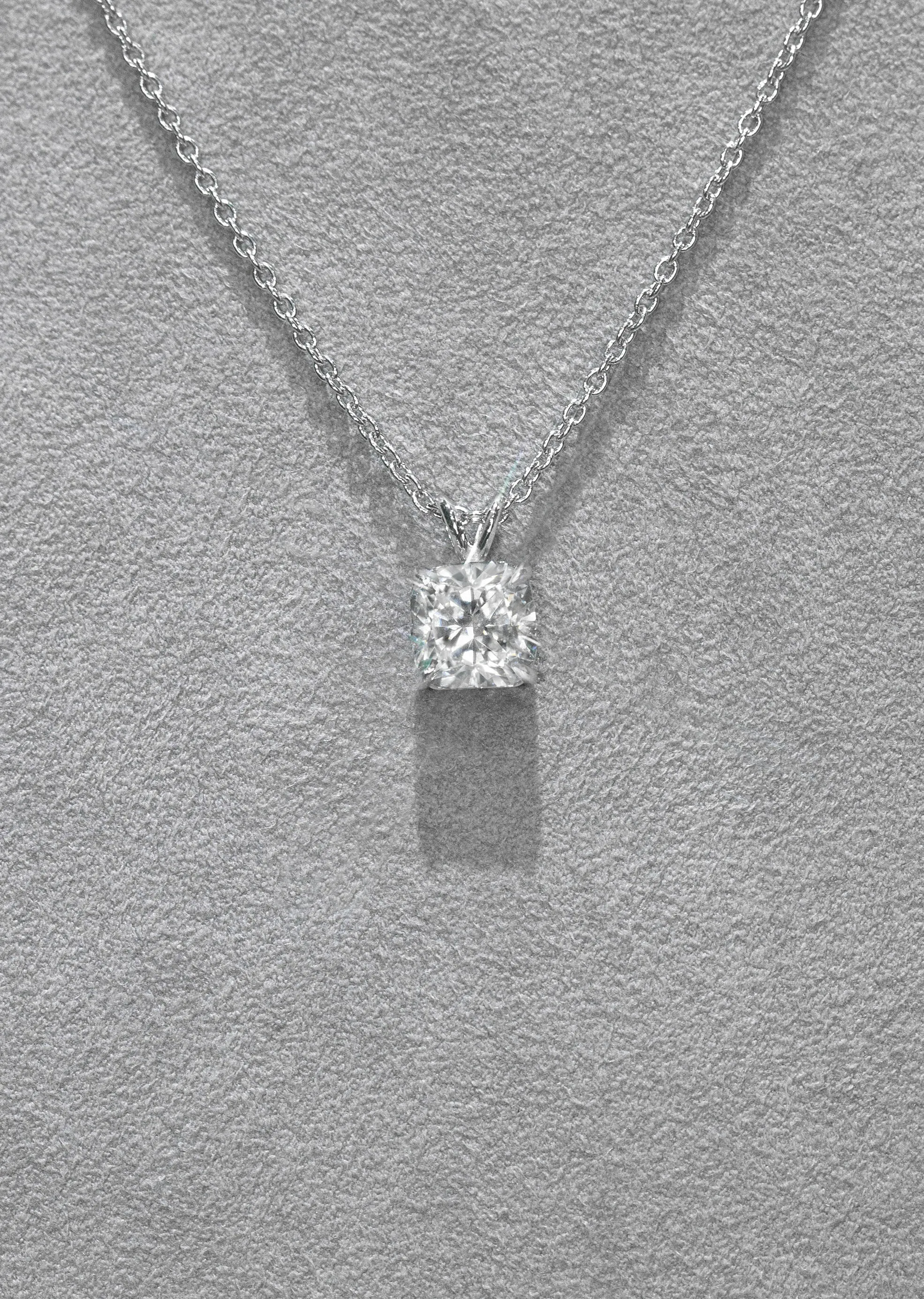 Lab Grown Cushion Diamond Solitaire Pendant /  Necklace