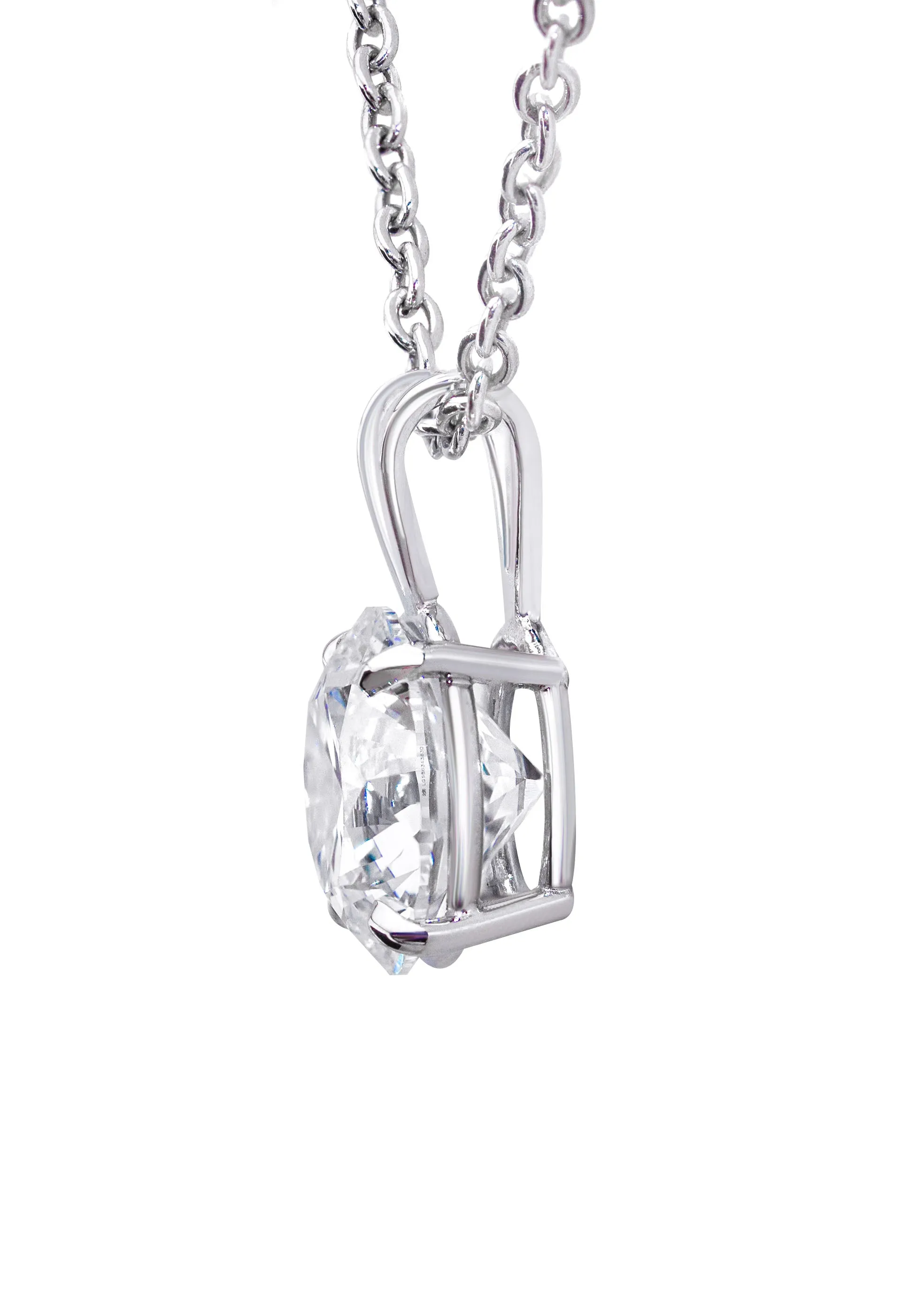 Lab Grown Round Cut Diamond Solitaire Pendant /  Necklace