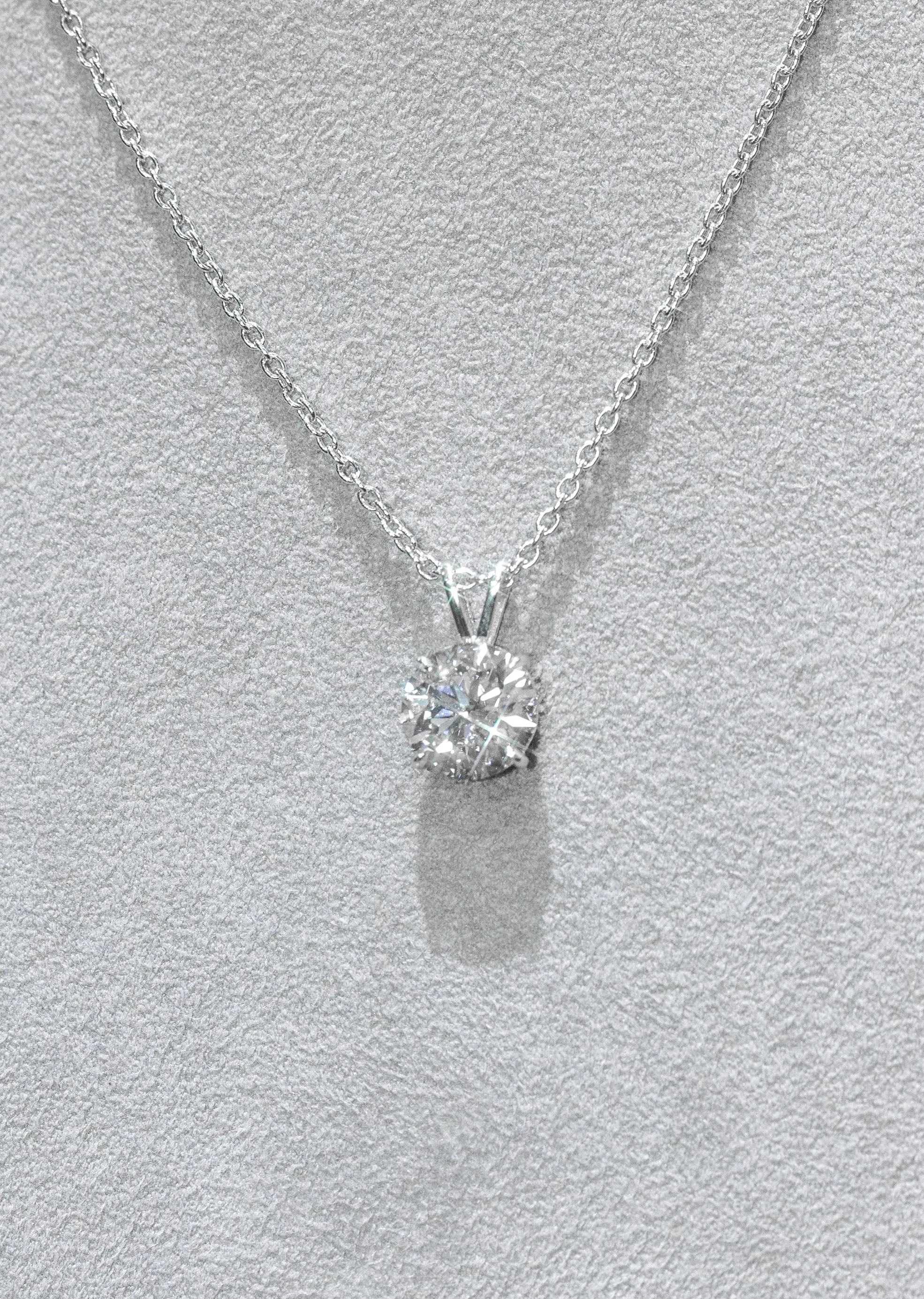 Lab Grown Round Cut Diamond Solitaire Pendant /  Necklace