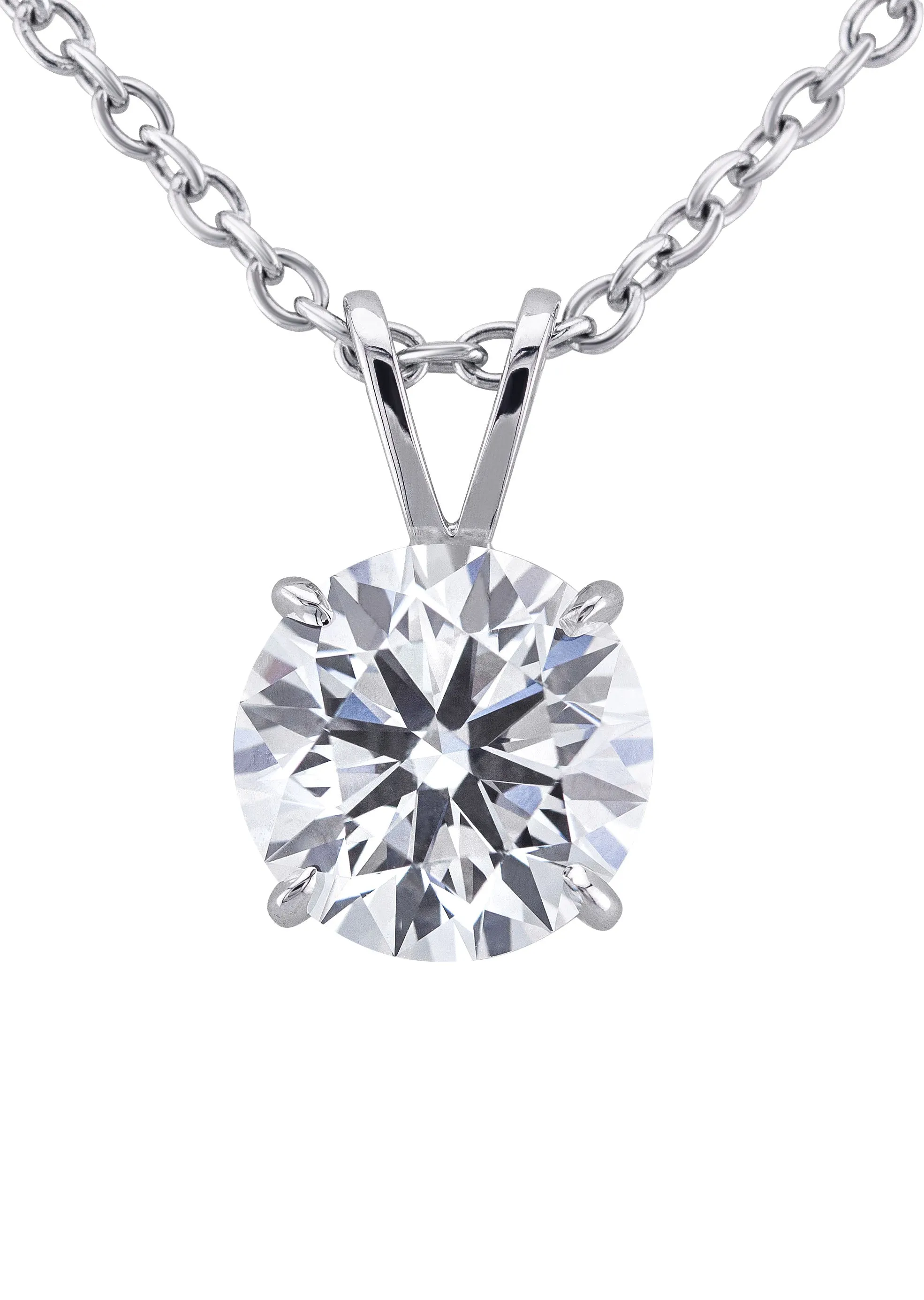 Lab Grown Round Cut Diamond Solitaire Pendant /  Necklace