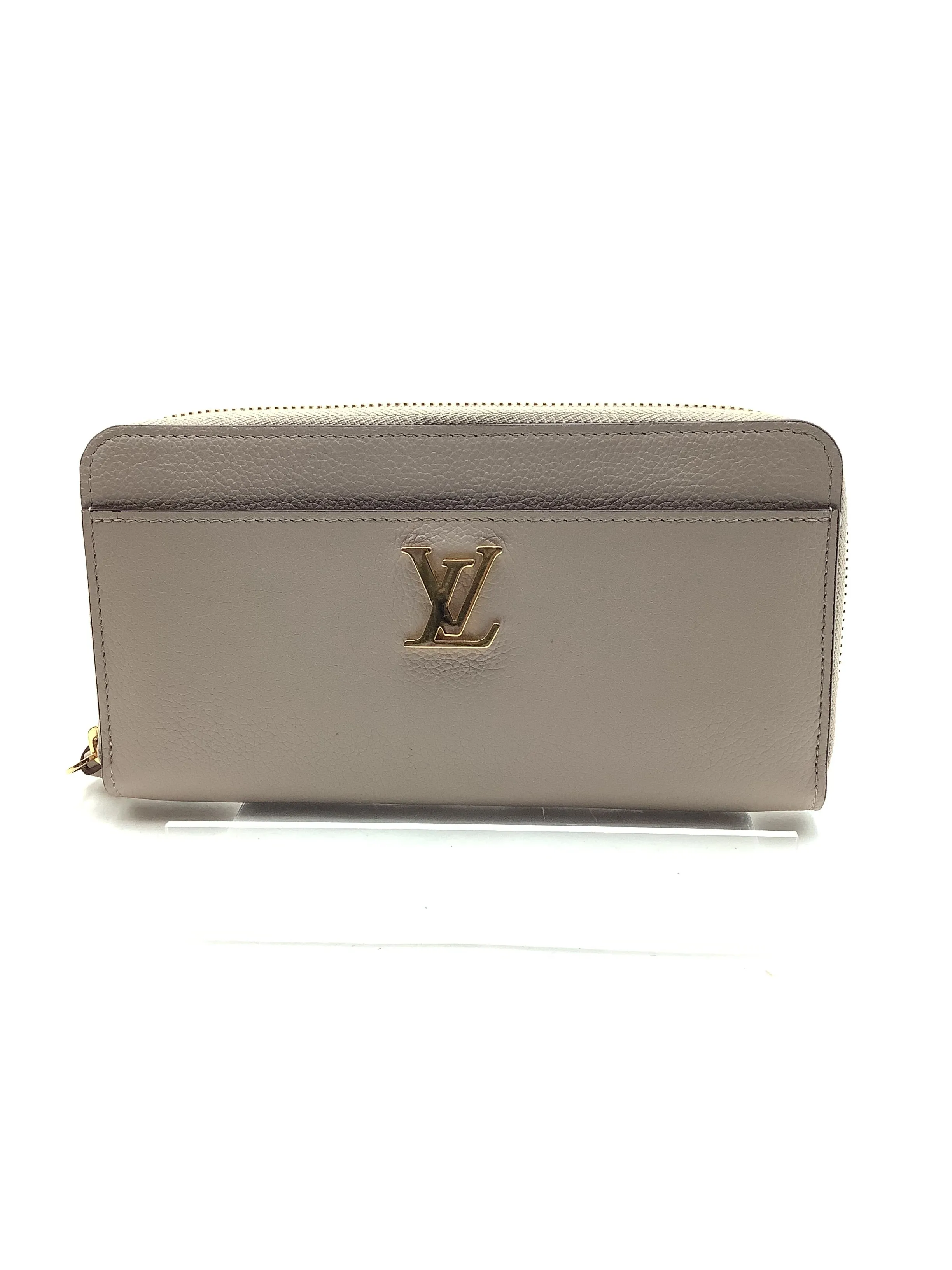 Louis Vuitton Women's Leather Zippy Lockme Greige Wallet Tan