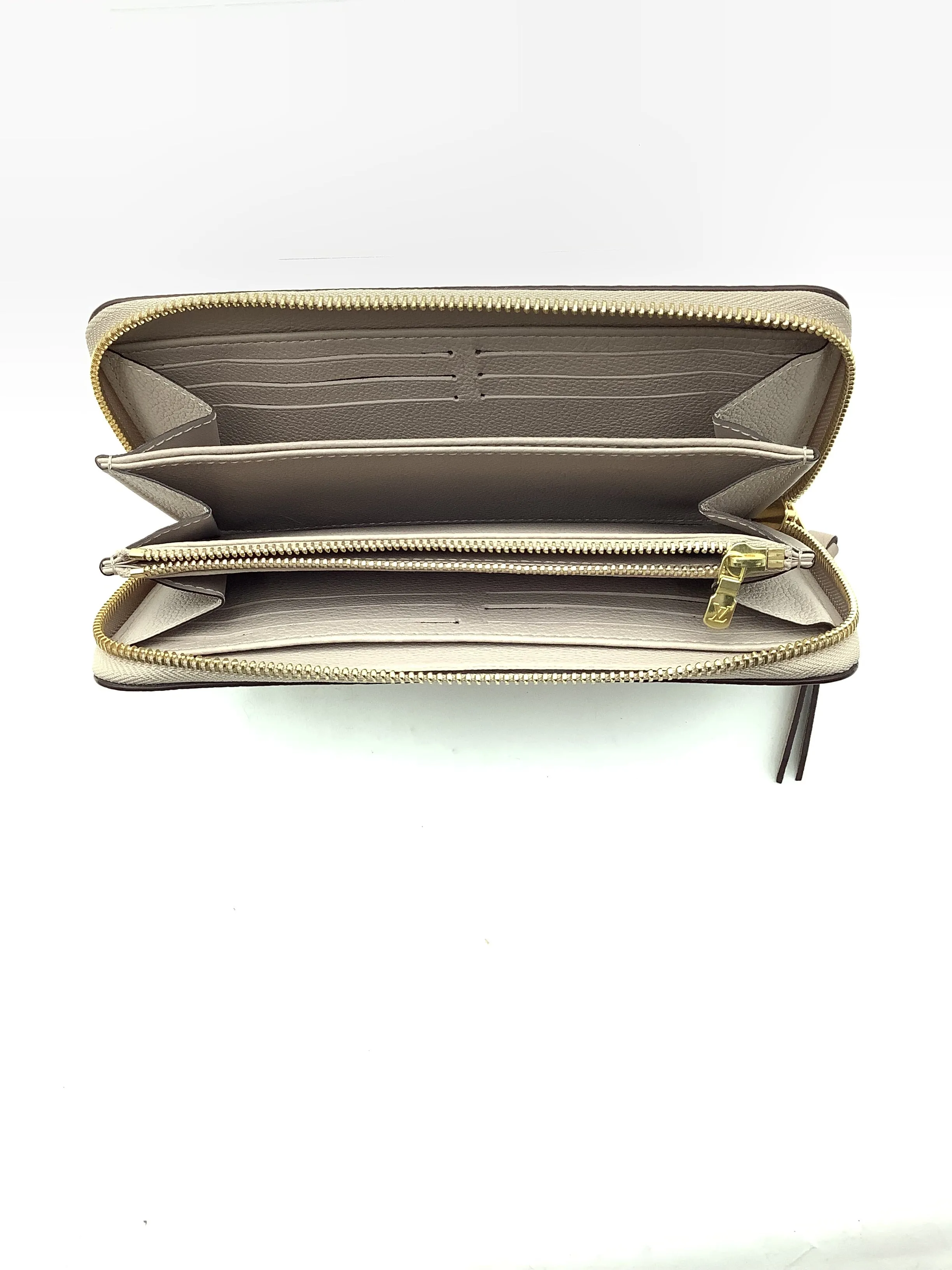 Louis Vuitton Women's Leather Zippy Lockme Greige Wallet Tan