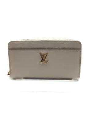 Louis Vuitton Women's Leather Zippy Lockme Greige Wallet Tan