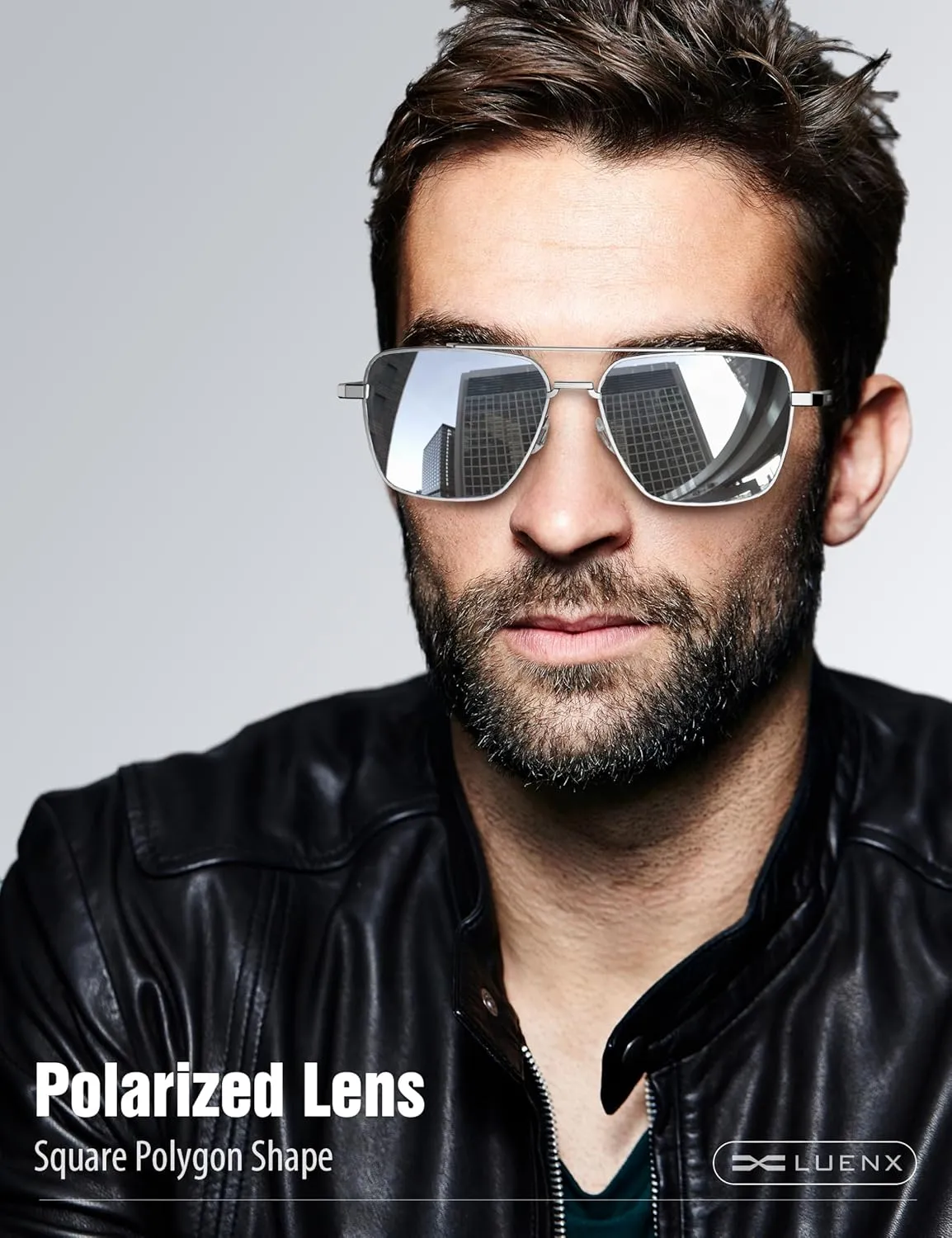 LUENX Aviator Sunglasses for Men Women Square Polarized Polygon Lens - UV 400 Protection