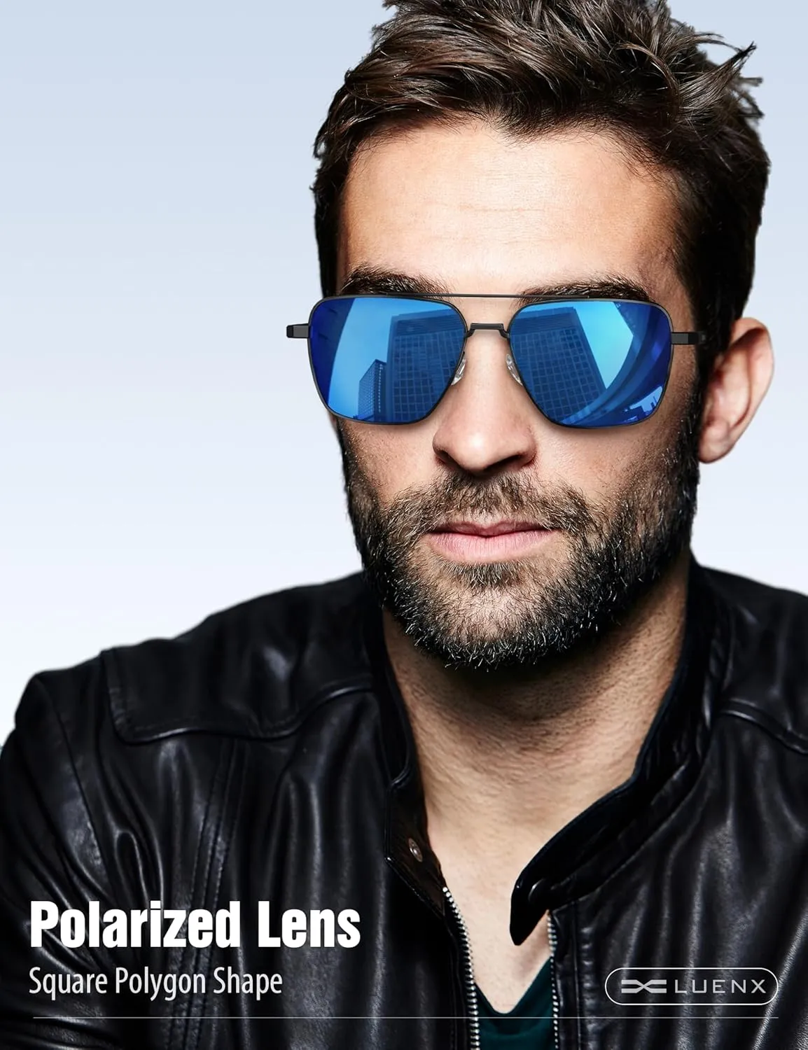LUENX Aviator Sunglasses for Men Women Square Polarized Polygon Lens - UV 400 Protection