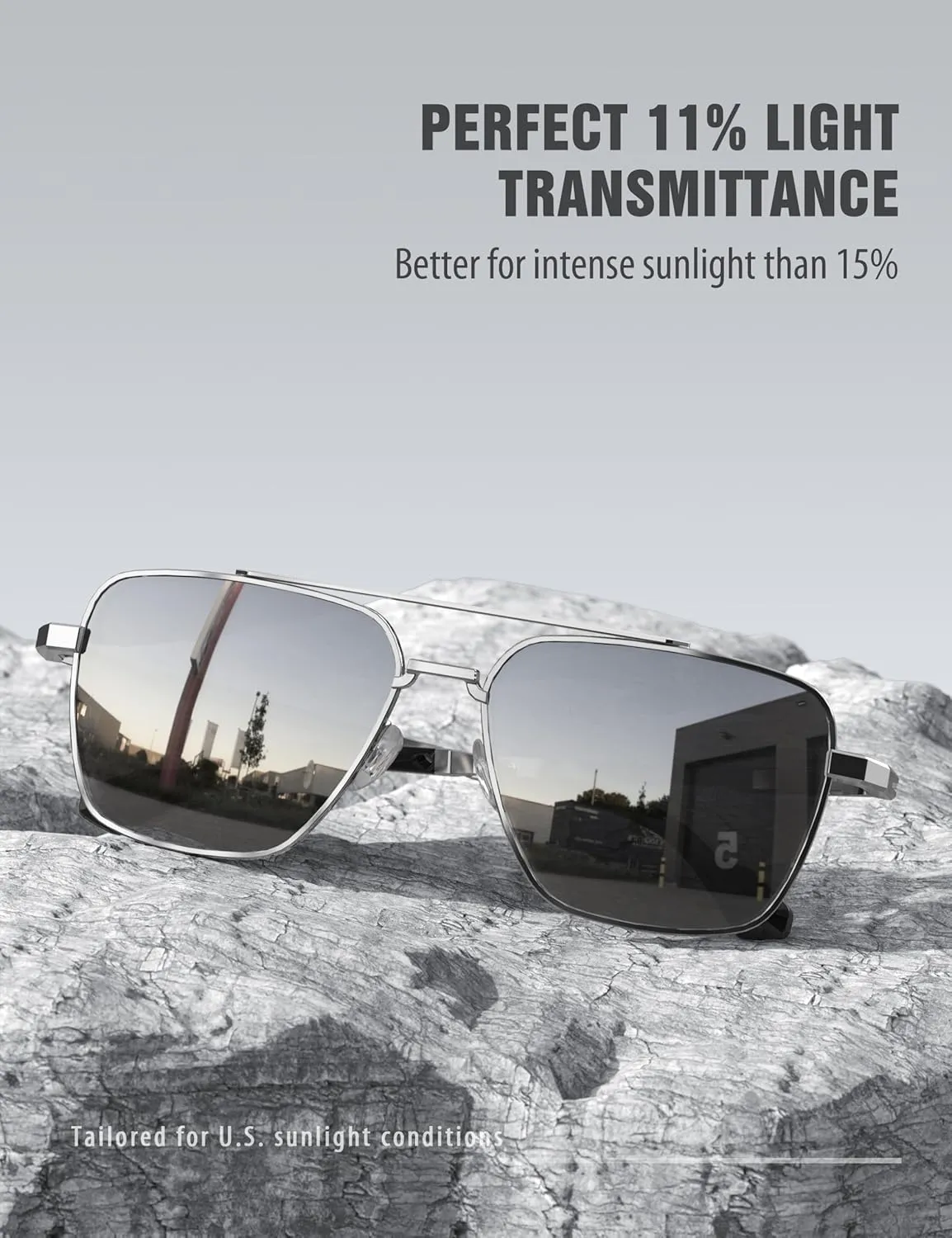 LUENX Aviator Sunglasses for Men Women Square Polarized Polygon Lens - UV 400 Protection