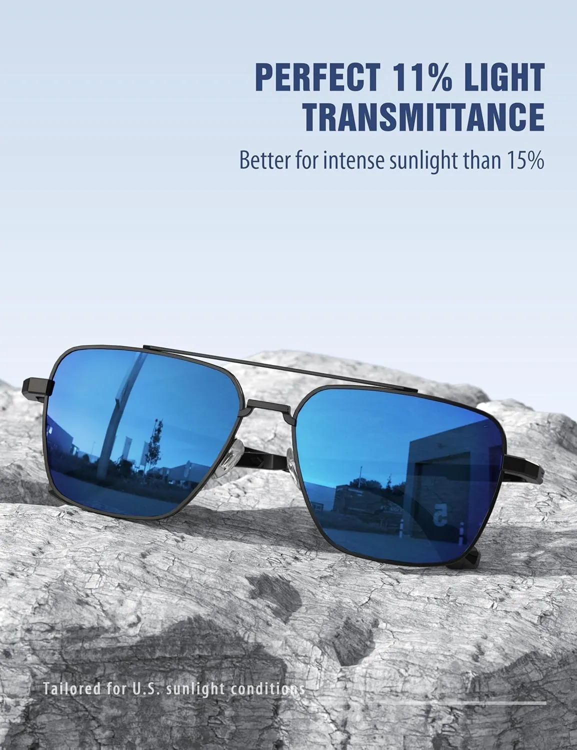 LUENX Aviator Sunglasses for Men Women Square Polarized Polygon Lens - UV 400 Protection
