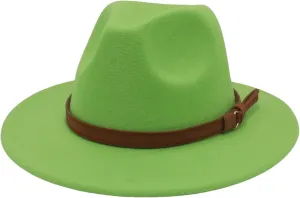 Men's Outdoor Classic Wide Brim Fedora Hats for Women Men Vintage Dress Jazz Cap with Belt
