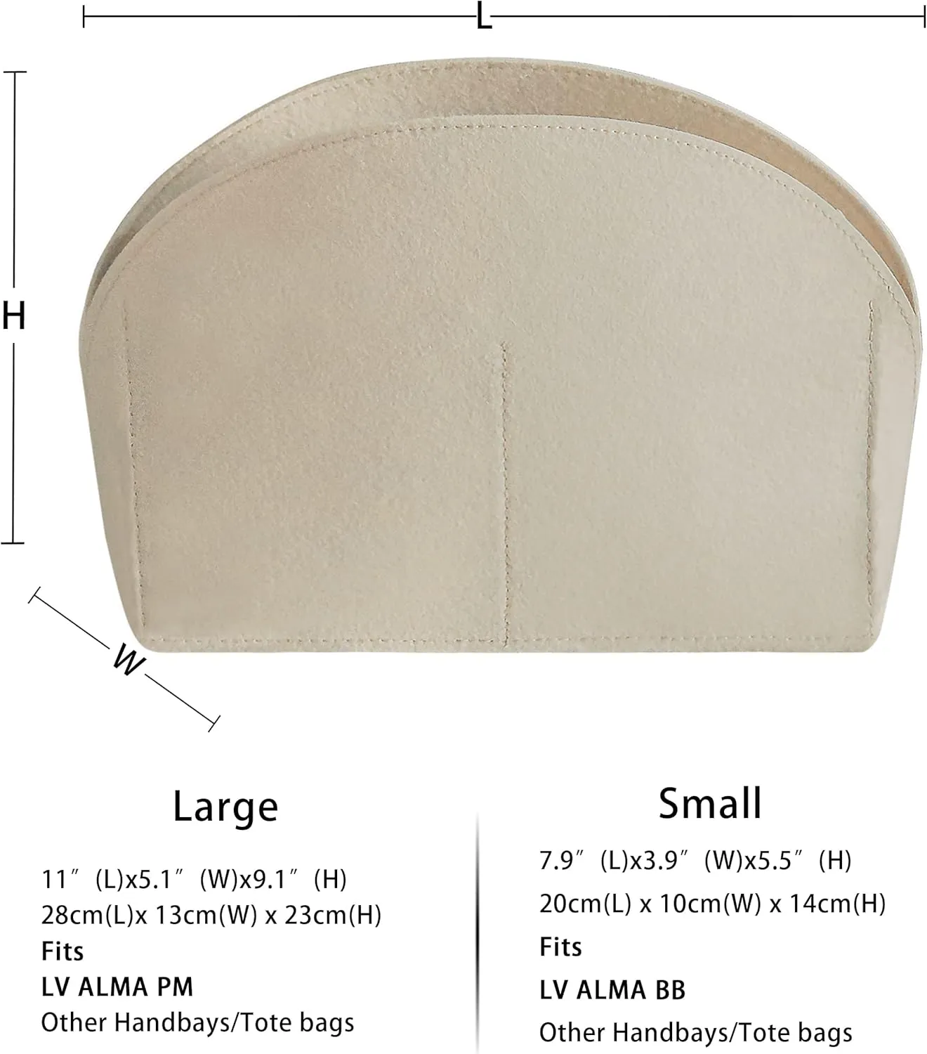 MISIXILE Felt Purse Alma BB PM Organizer Insert Shell Tote Organizer for Women Fits Alma BB PM Insert
