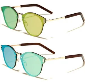 Modern Flat Mirrored Lens Round Sunglasses Unisex