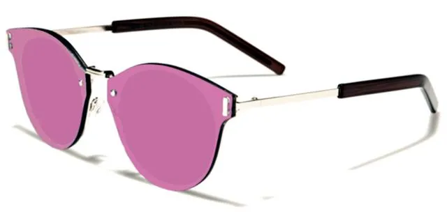 Modern Flat Mirrored Lens Round Sunglasses Unisex