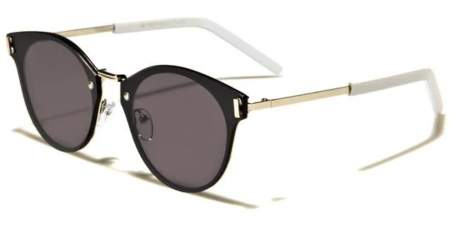 Modern Flat Mirrored Lens Round Sunglasses Unisex