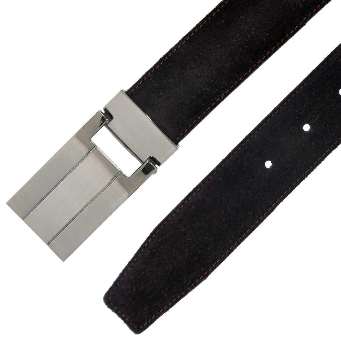 OHM New York Plaque buckle Suede Leather Belt Brown
