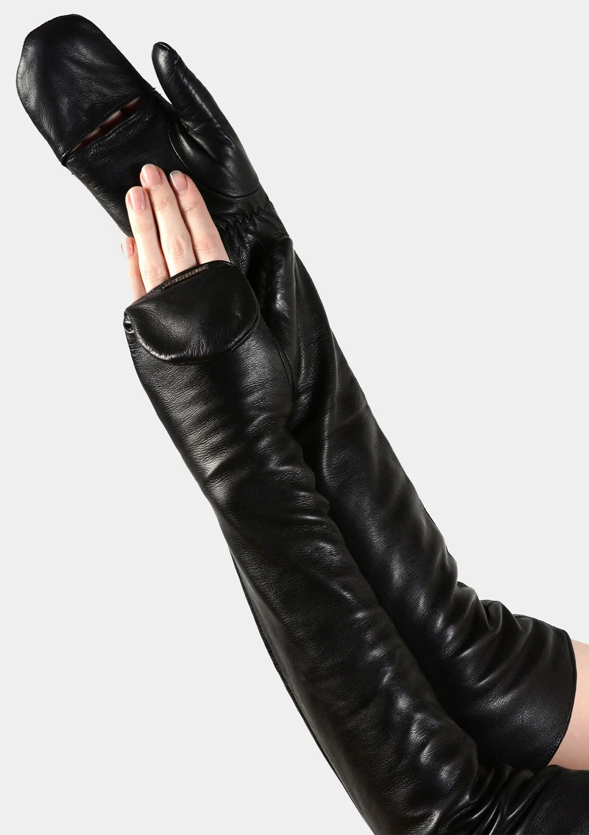 OPERA LENGTH LEATHER POP TOP MITTEN