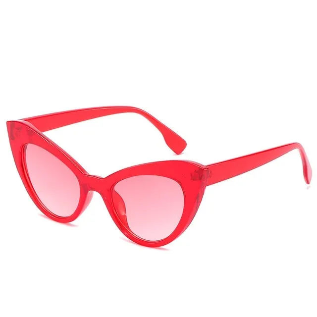 Oversized Titanium Frame Mirror Polycarbonate Cat Eye Sunglasses