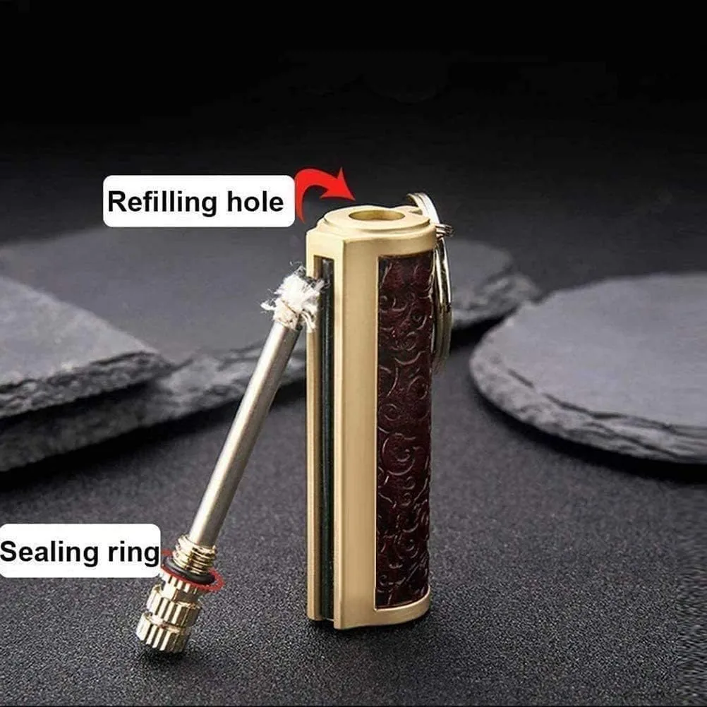 Permanent Match, Fire Starter Lighter Waterproof Flint Match with Keychain Outdoor Camping Survival Refillable Lighter(Without Fluid) (Grey   Grey)