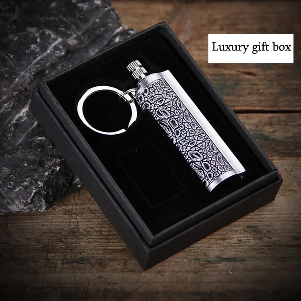Permanent Match, Fire Starter Lighter Waterproof Flint Match with Keychain Outdoor Camping Survival Refillable Lighter(Without Fluid) (Grey   Grey)