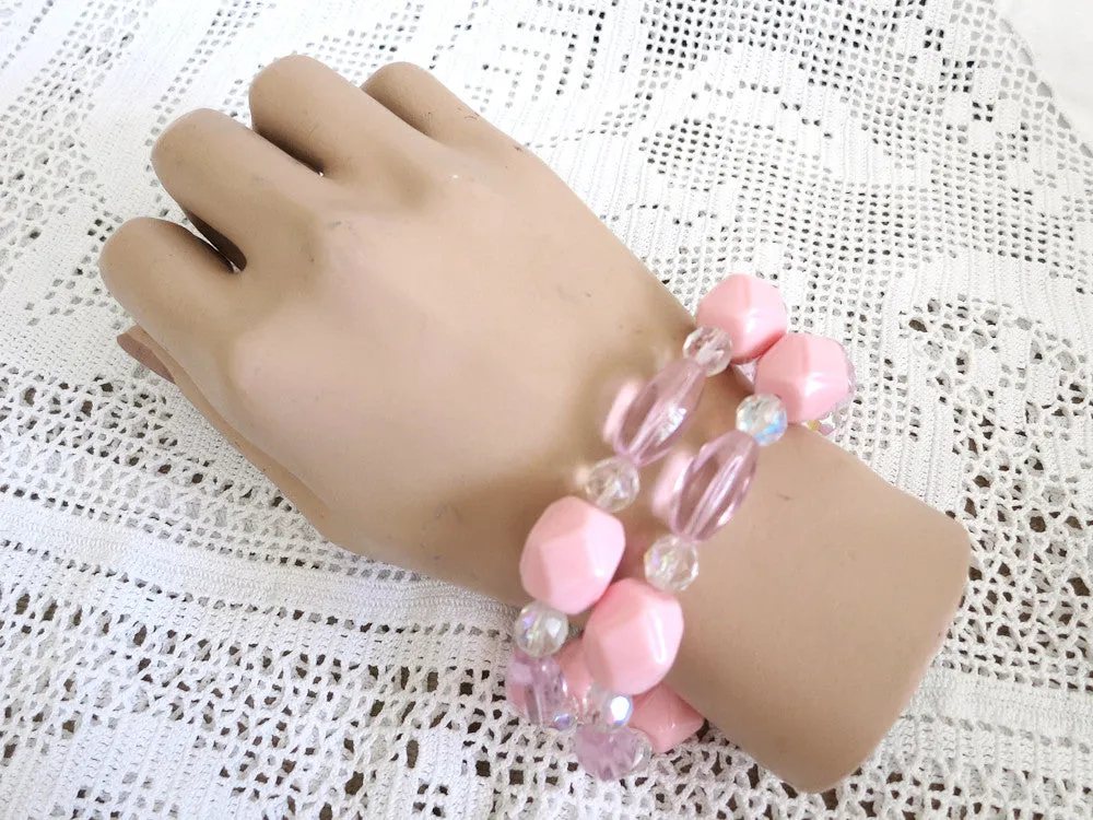 Pink Beaded Stretchy Bracelets