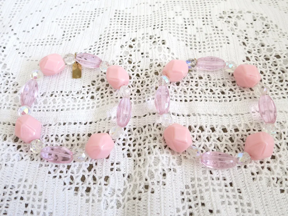 Pink Beaded Stretchy Bracelets