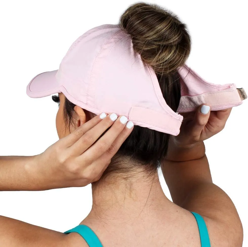 Ponyflo Womens Ponytail Baseball Cap - Ponytail Hats for Women, Curly Hair Ponytail Hat, Baseball Hat for Women