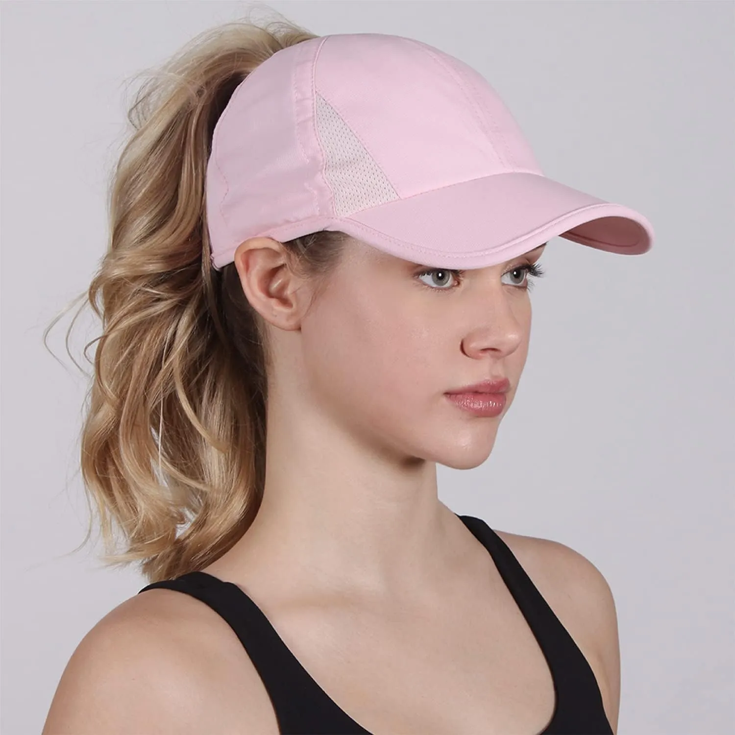 Ponyflo Womens Ponytail Baseball Cap - Ponytail Hats for Women, Curly Hair Ponytail Hat, Baseball Hat for Women