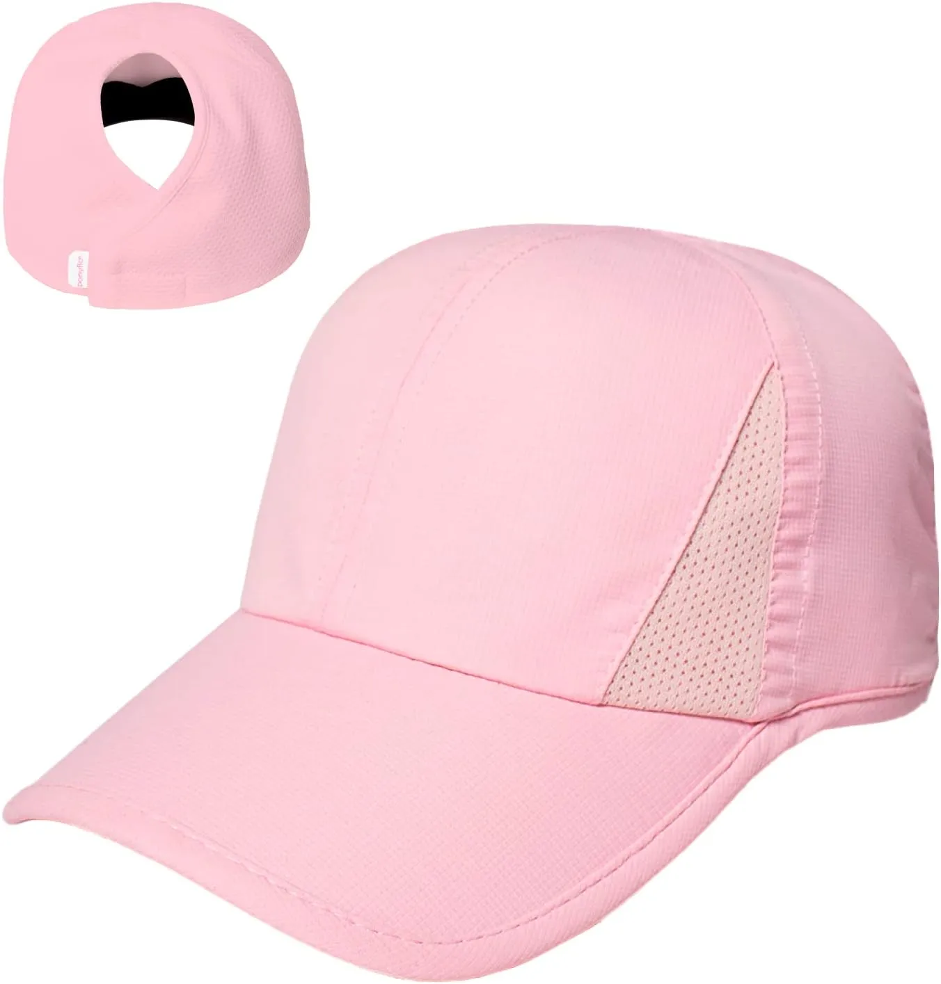 Ponyflo Womens Ponytail Baseball Cap - Ponytail Hats for Women, Curly Hair Ponytail Hat, Baseball Hat for Women