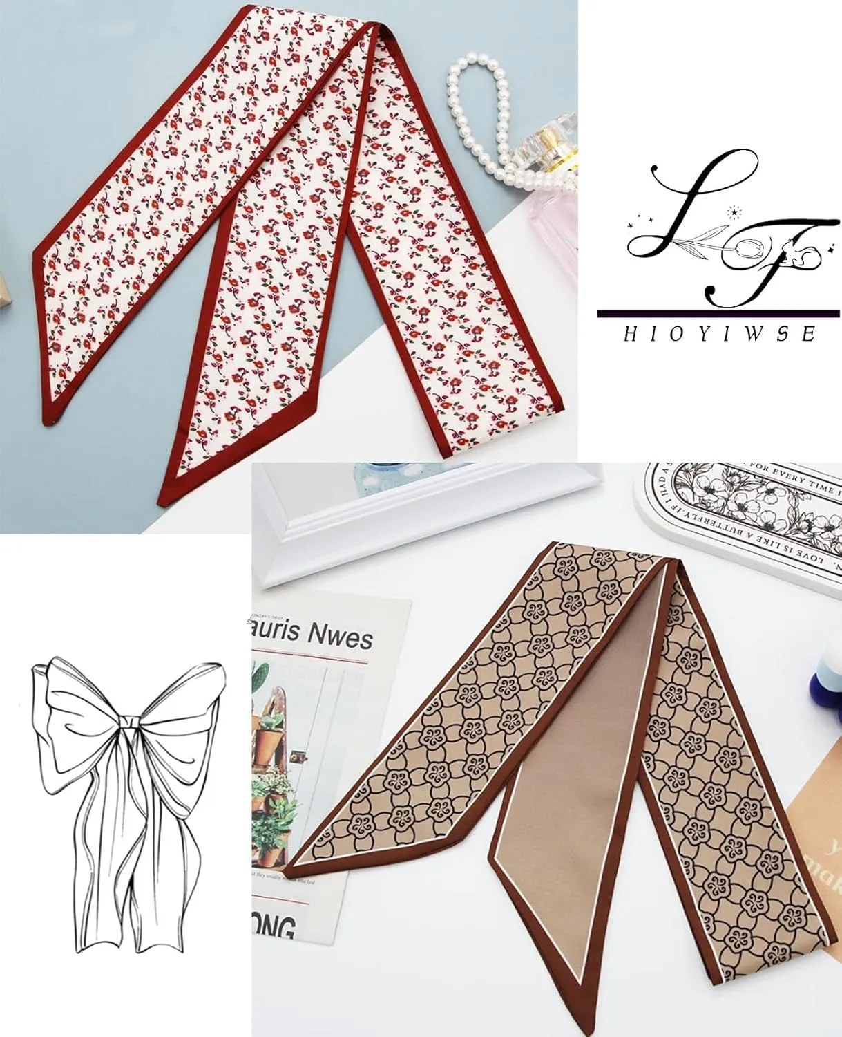 Purse Scarf Handbags For Women Skinny Hair Neck Accessories Scarves With Bag Scarfs Handle Fashion Lightweight