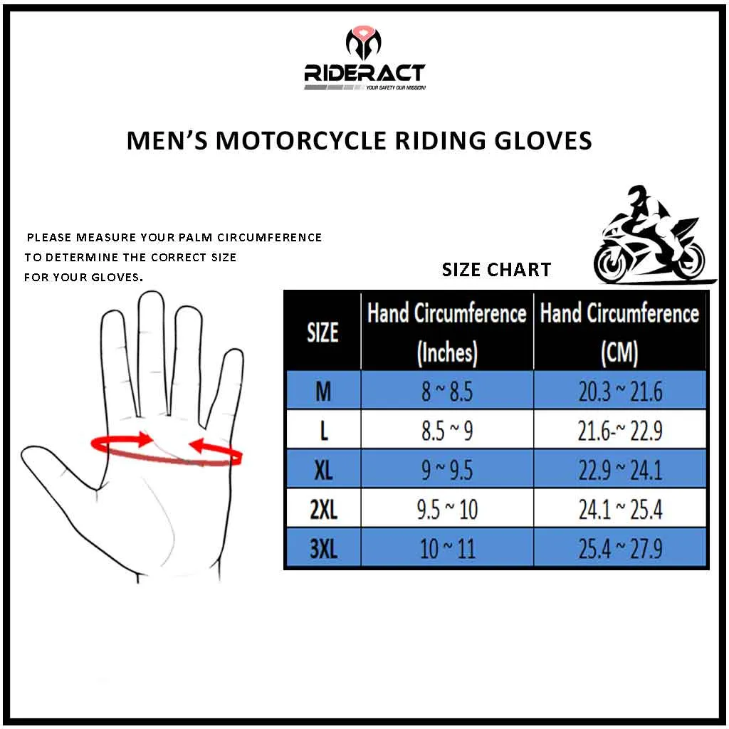 RIDERACT® Men Leather Motorcycle Gloves SB2-Pro Moto Gloves