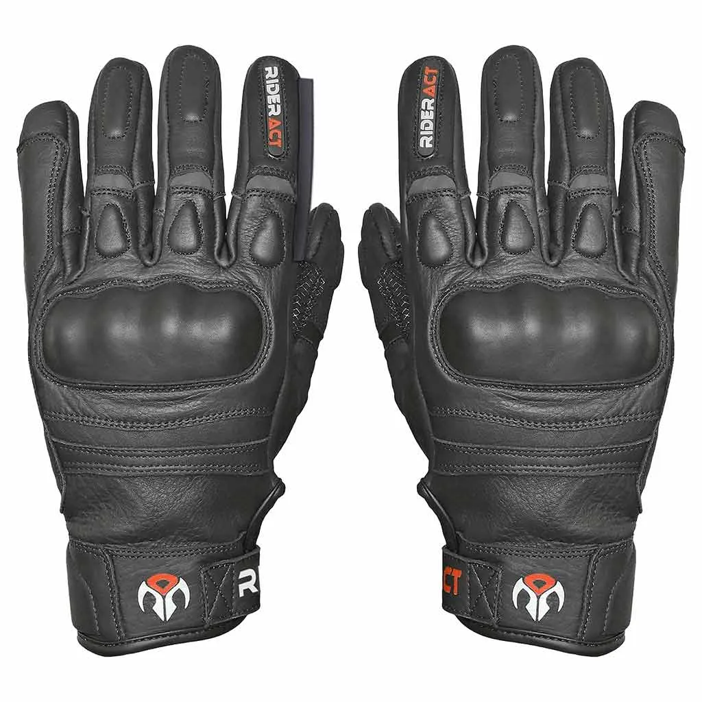 RIDERACT® Men Leather Motorcycle Gloves SB2-Pro Moto Gloves
