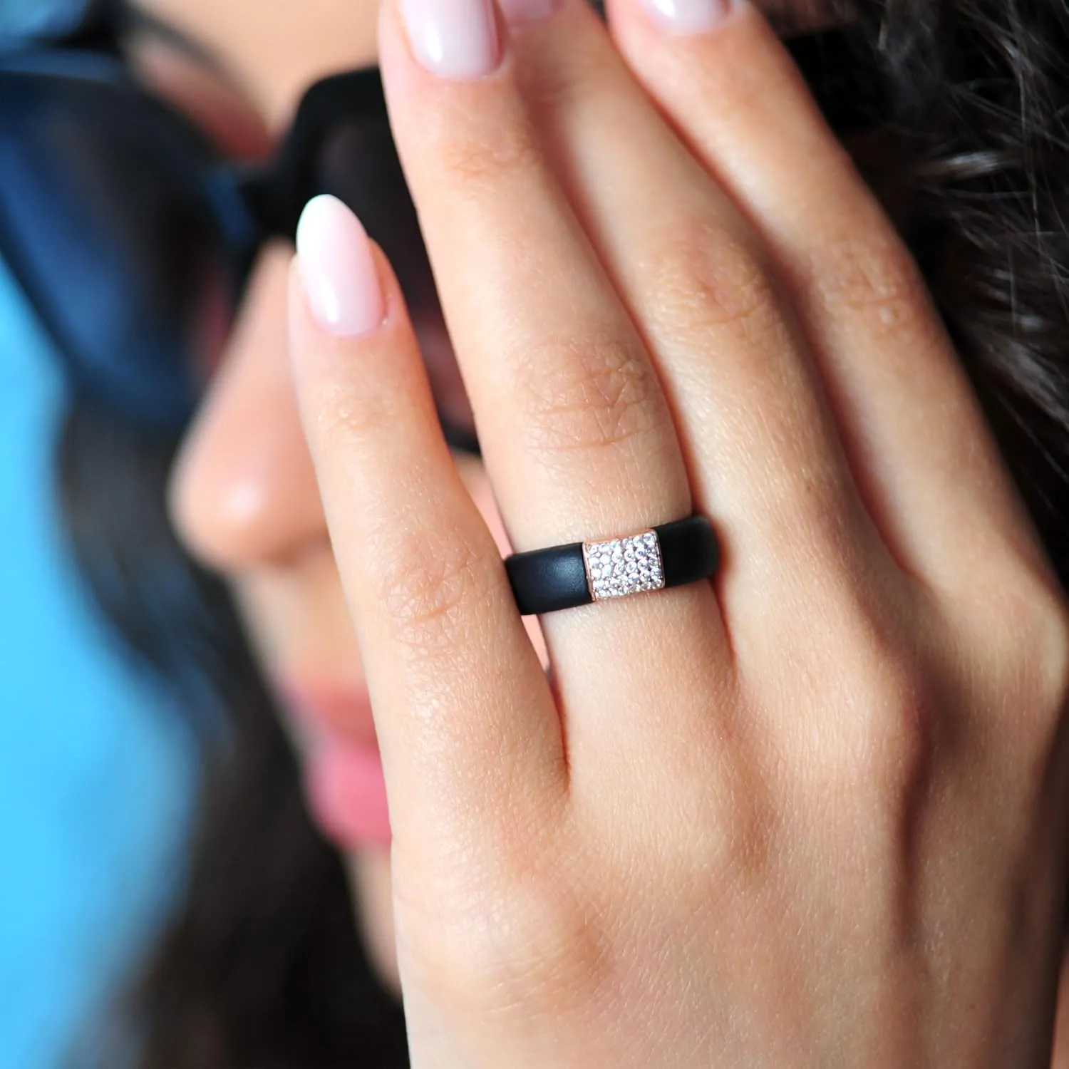 Rinfit Womens Silicone Wedding Ring - Engagement Ring for Women - Promise Rings for Her with Stainless Steel Metal & Cubic Zirconia Stones - Patented Design