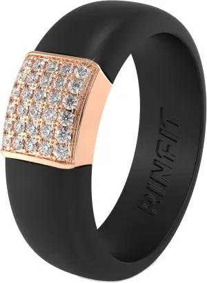 Rinfit Womens Silicone Wedding Ring - Engagement Ring for Women - Promise Rings for Her with Stainless Steel Metal & Cubic Zirconia Stones - Patented Design