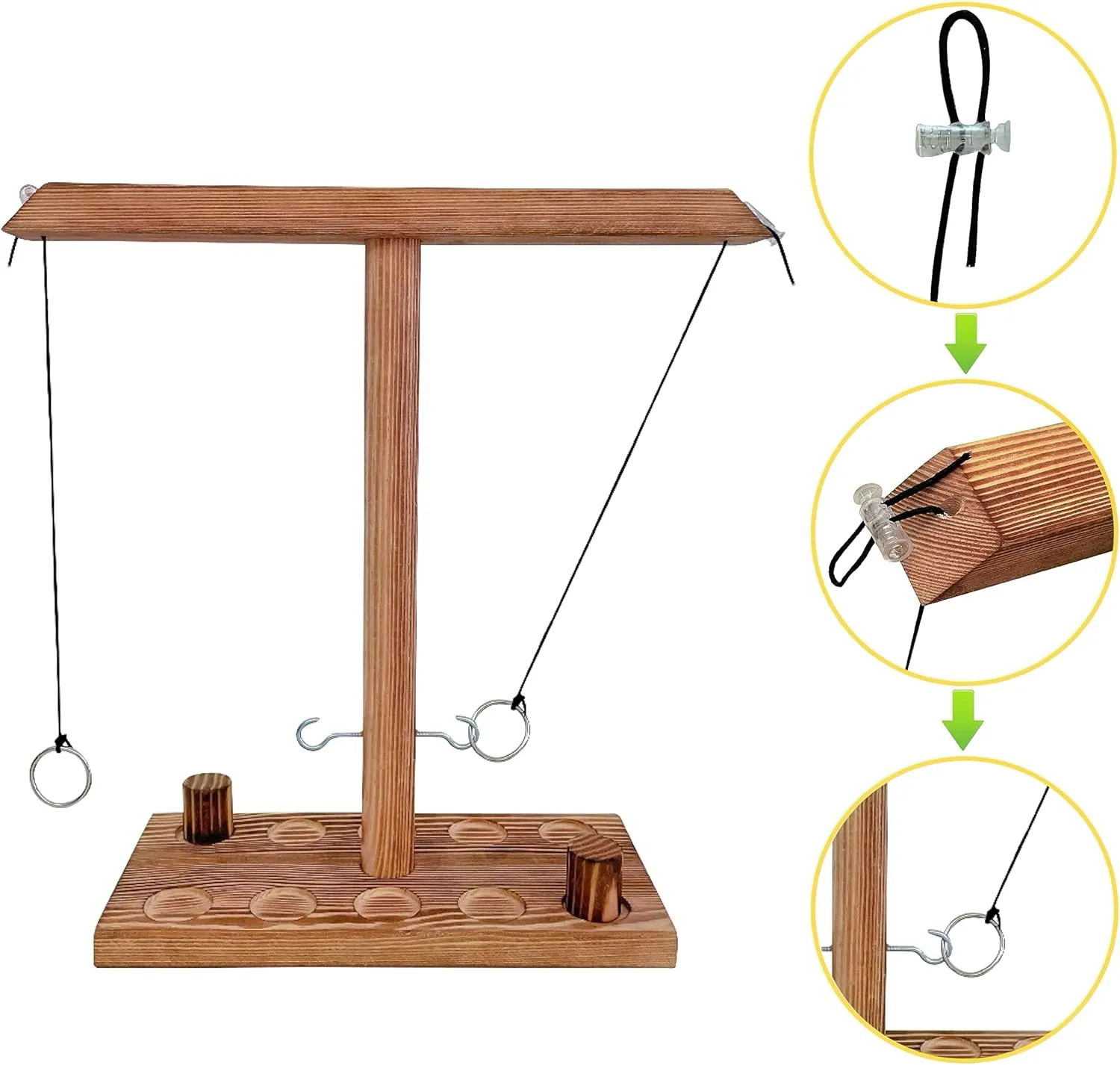 Ring Toss Games for Adults,Wooden Hook and Tossing Game,Hook and Ring Games 2-4-Player PK, Ring Hook Game with Ladder (13 inch)