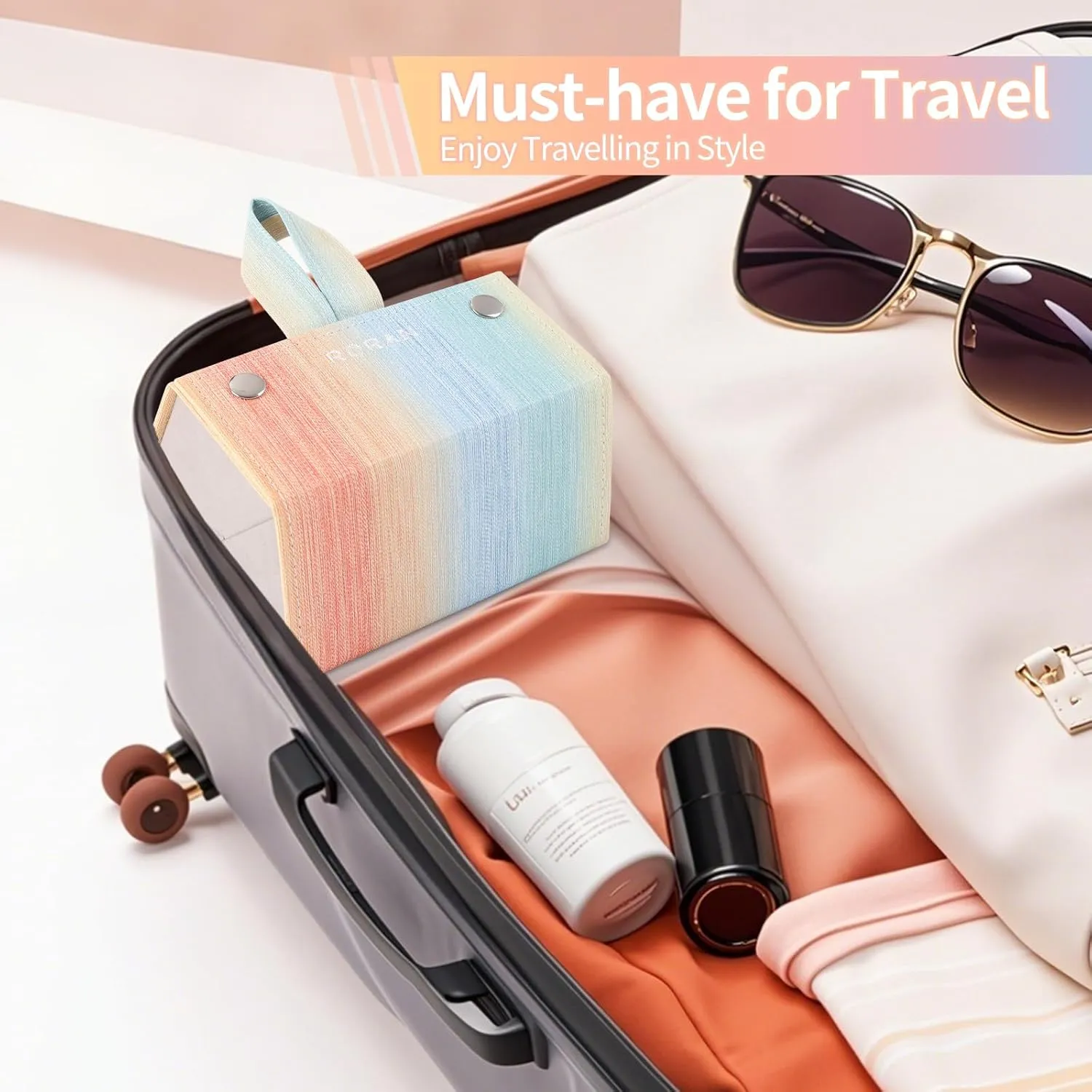 Sunglasses Organizer, Portable Eyeglasses Holder Glasses Storage Box for Women Men, Folding Case Hard Shell, Gradient Design