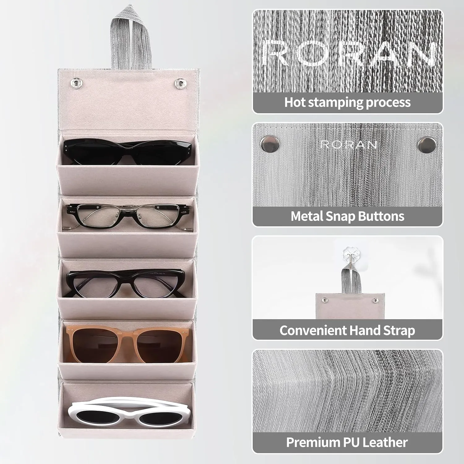 Sunglasses Organizer, Portable Eyeglasses Holder Glasses Storage Box for Women Men, Folding Case Hard Shell, Gradient Design