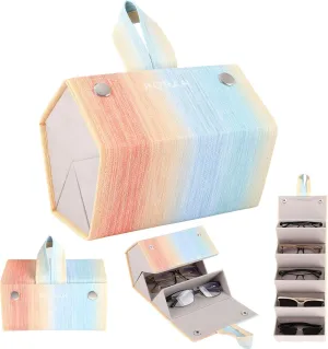 Sunglasses Organizer, Portable Eyeglasses Holder Glasses Storage Box for Women Men, Folding Case Hard Shell, Gradient Design
