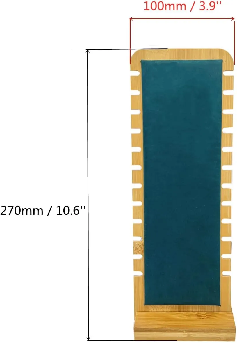 TANG SONG Small Size Natural Bamboo Flannelette Soft Mat Multiple Necklace Display Stand Necklace Bracelets Chains Organizer Holder for Home (Green)