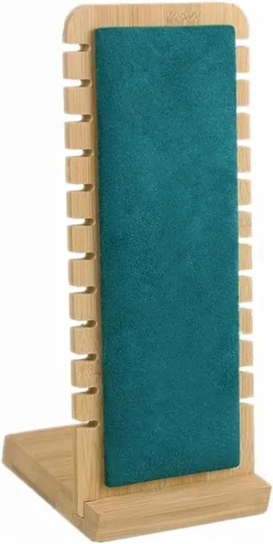TANG SONG Small Size Natural Bamboo Flannelette Soft Mat Multiple Necklace Display Stand Necklace Bracelets Chains Organizer Holder for Home (Green)