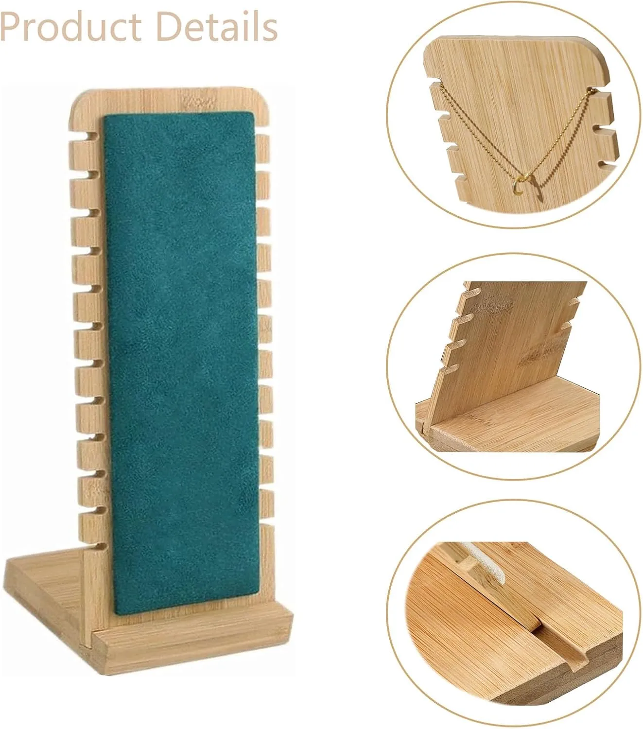 TANG SONG Small Size Natural Bamboo Flannelette Soft Mat Multiple Necklace Display Stand Necklace Bracelets Chains Organizer Holder for Home (Green)
