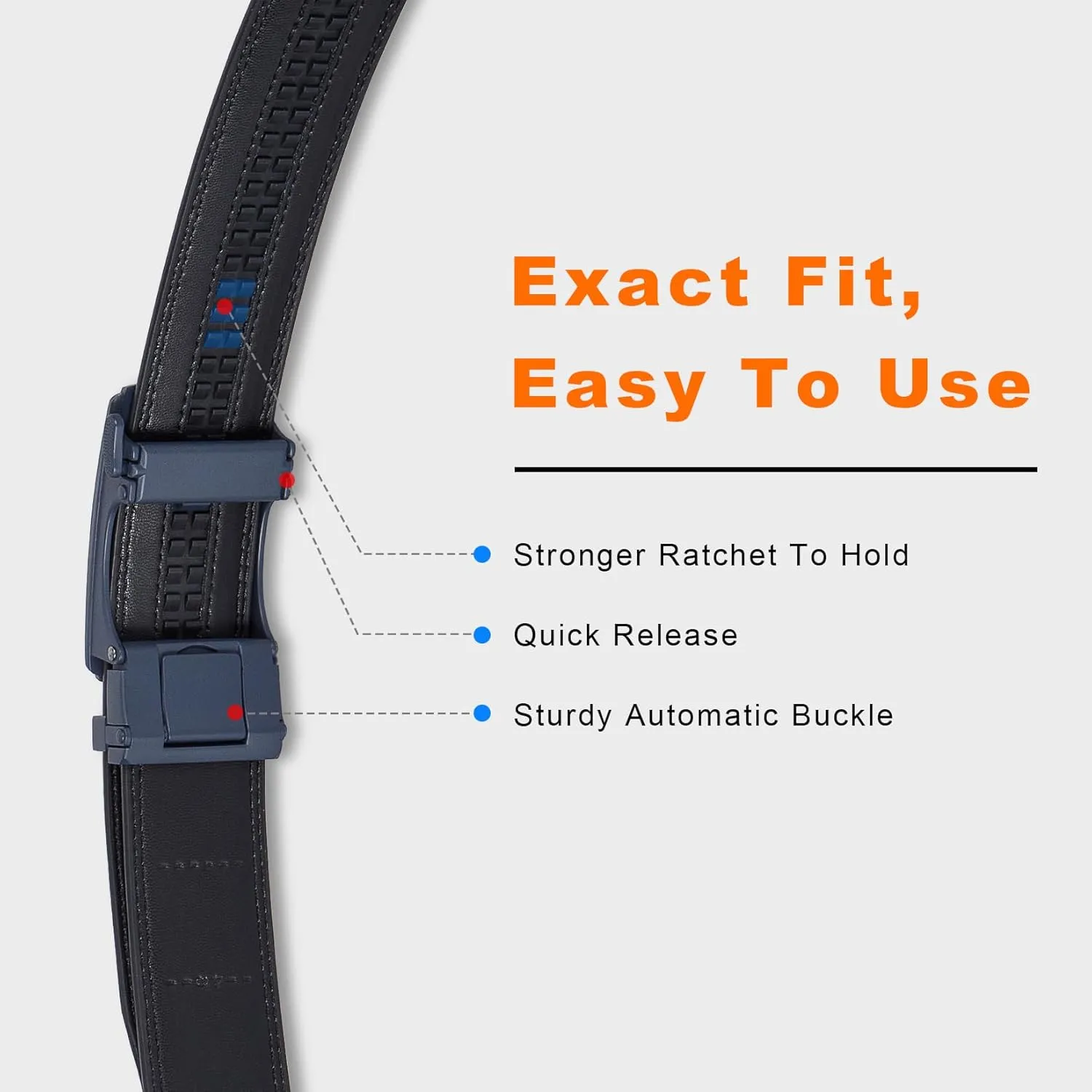 VATAN Men's Belt Leather Ratchet Belt for Men Dress Casual Every Day with Adjustable Buckle, Trim to Fit
