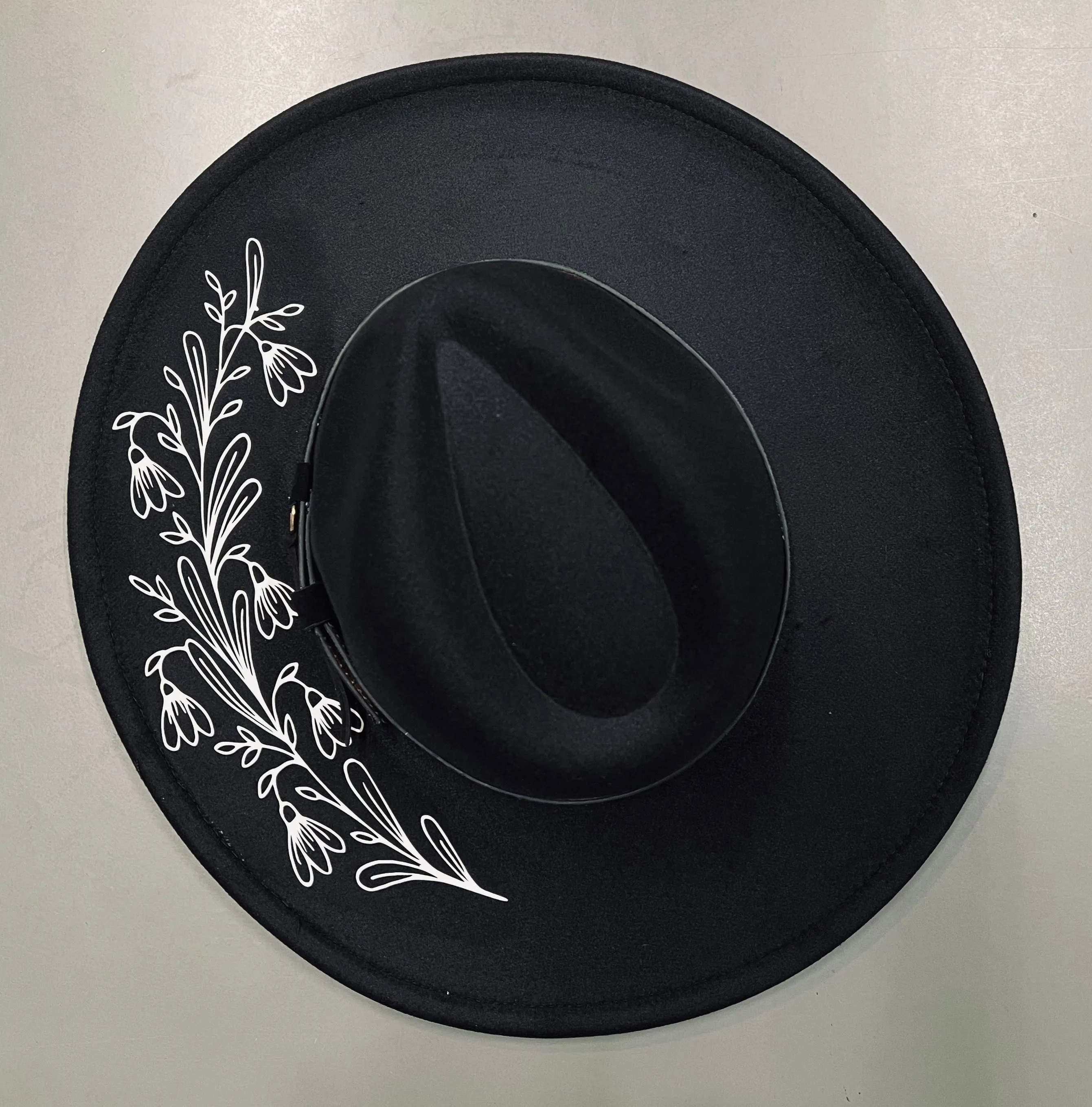 Vegan Felt Hat - XL Brim - Snowdrops