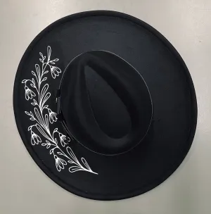 Vegan Felt Hat - XL Brim - Snowdrops