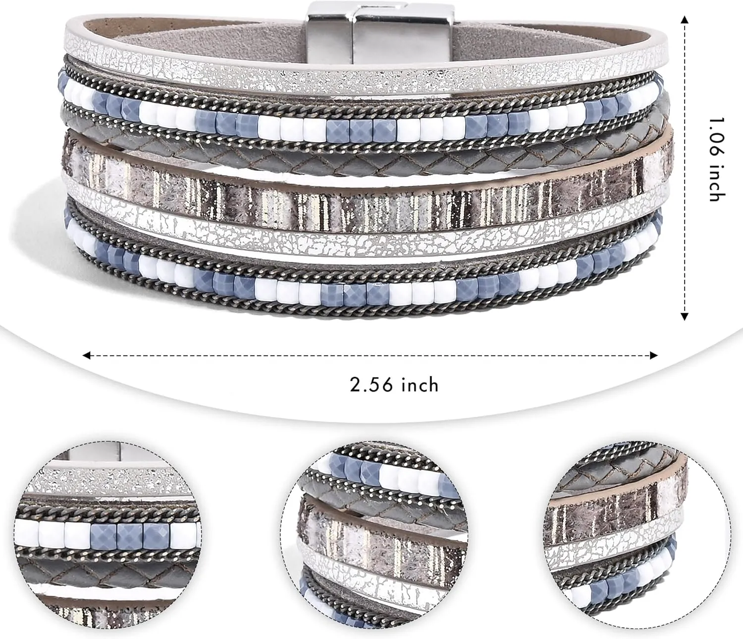VIBILIA Boho Leather Wrap Bracelets for Women Multi-Layer Bracelets with Strong Clasp Jewelry for Women